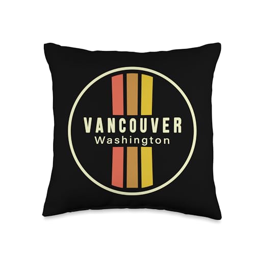 Retro Vancouver Washington Throw Pillow