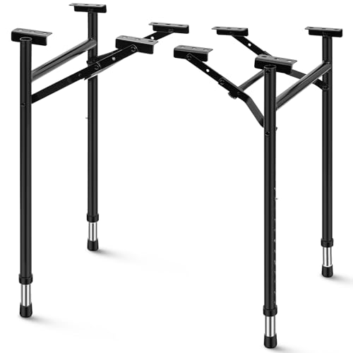 Tandefio Folding Table Legs Adjustable Height 14 Inch Wide Folding Tables Legs Collapsible Durable Metal Furniture for Kitchen DIY Bar Desk Coffee Dinner Home Tabletops Table Saw(2 Pcs 14 Inch)