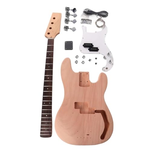 Unfinished Guitar Body DIY 4 Strings Electric Bass Kits Rosewood FN And Maple Neck Mahogany Body With All Hardware