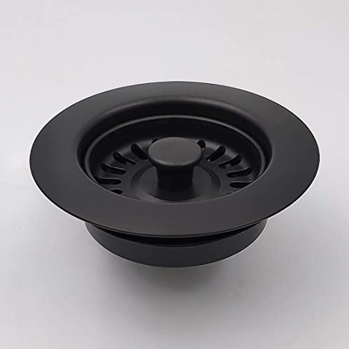 GZILA Garbage Disposal Strainer and Stopper with Decorative Disposal Flange in Black, Fit 3.5 Inch Standard Drain Hole