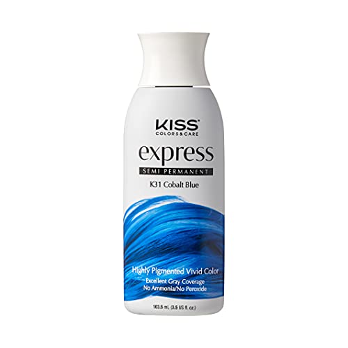 Kiss Express Color Semi Permanente para Cabello Azul Cobalto 3.5 oz 2 Unidades miniatura 2