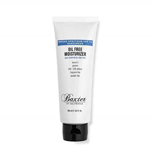 Baxter of California Oil Free Face Moisturizer with SPF15 for Men | UVA, UVB Defense | Fragrance-Free | All Skin Types | 4.0 oz