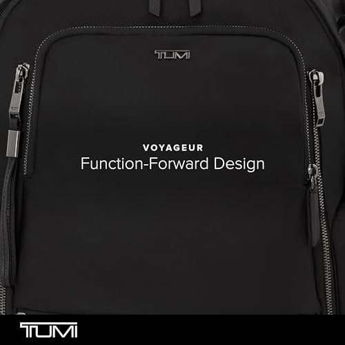 Image of TUMI - Voyageur Celina Backpack - Women's Work and Travel Bag - 16.0 inch X 10.6 inch X 6.5 inch - Holds Up to 16 inch Laptop - Black & Gunmetal Hardware
