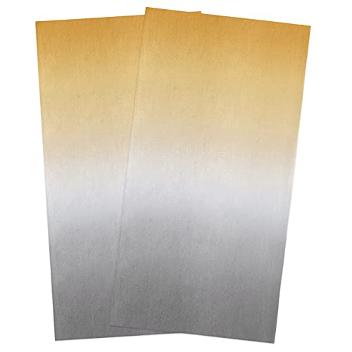 Image of Yellow Grey Kitchen Towels,Yellow Grey Ombre 16x28 Inches Soft Kitchen Dish Cloth,Cotton Tea Towels /Bar Towels /Hand Towels,(2 Pack)