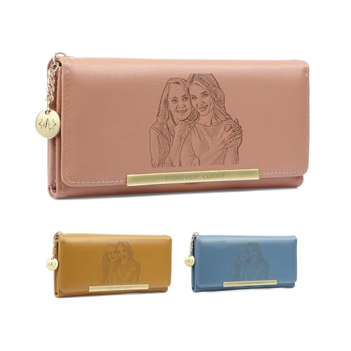 Custom Engraved Photo Wallet for Women, Personalized Gift for Birthday, Mother's Day, Christmas (Style 2)