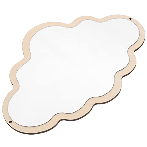 Ipetboom Nordic Wooden Cloud Mirror for Decoration Stylish Tabletop Mirror for Nursery Bedroom Durable Detachable Base Non Slip Design for Safety and Decor