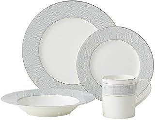 Amazon Brand - Umi Dinner Set (Silver Rim Set 1)