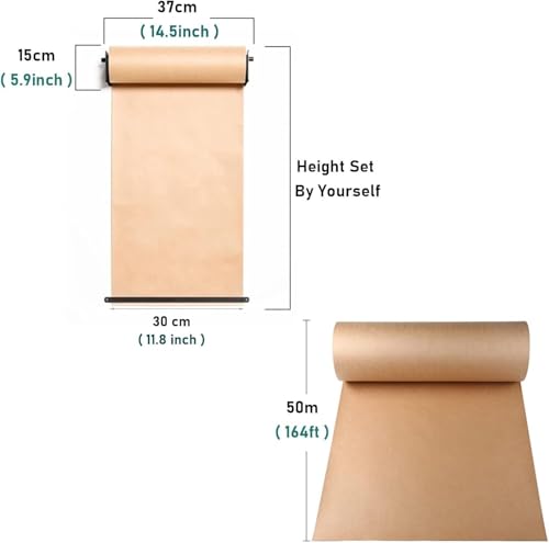 Porte-rouleau de papier kraft mural avec distributeur et cutter pour gribouiller et écrire, décoration d'intérieur