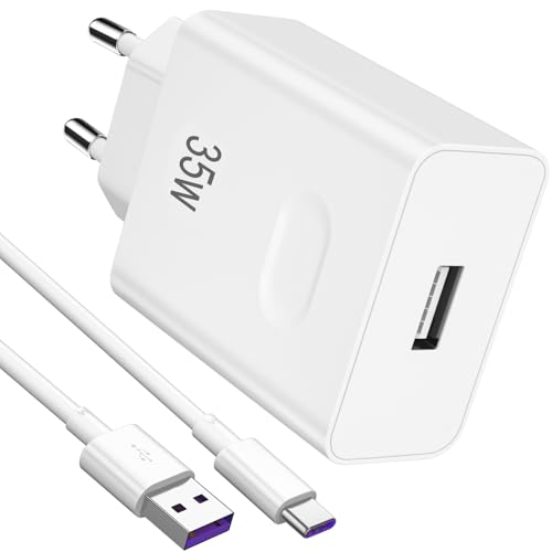 Cargador rápido de 35 W para Honor X6b X8c X8b Magic7 6 Lite 200 Smart/Lite, 35 W Supercharge Cargador con 5 A Cable USB C 1 m para Honor 400 90 70 Lite Magic6 6Pro X8a X6a Pad X8a X9 9 8