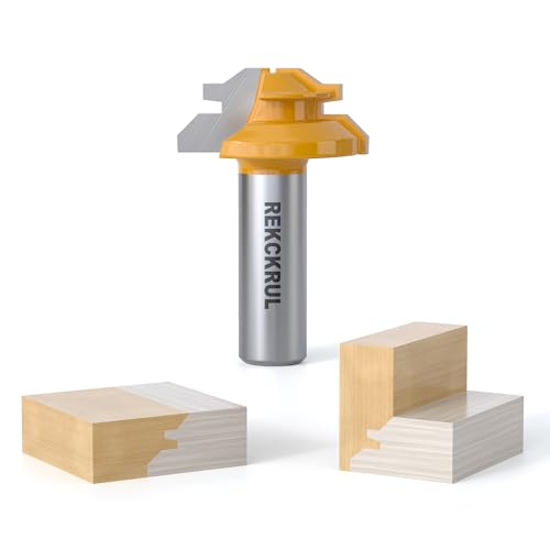 REKCKRUL 45 Degree Lock Miter Router Bit 1/2 Shank Cutting Height: 1/2