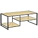 HOMCOM Mesa de Centro para Salón con 2 Estantes de Almacenamiento Mesa de Café con Marco de Acero para Sala de Estar Dormitorio Oficina 120x60x46 cm Roble