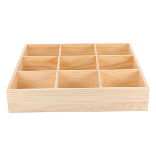 POPETPOP Organizador de Cajones de Madera 9 Compartimentos, Caja Divisoria para Ropa Interior y Calcetines, Almacenamiento para Dormitorio y Baño, Separador de Cajón Práctico y Funcional