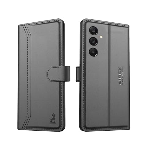 Image of AIBEX for Samsung F17 5G / Samsung A17 5G / Samsung A26 5G Flip Cover Leather Finish with Magnatic Closure | Inside TPU with Card Pockets | Wallet Stand | Complete Protection Flip Case -Black