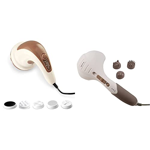 Image of Lifelong LLM27 Electric Handheld Full Body Massager (Brown) & Lifelong LL36 Powerful Double Head Body Massager Hammer, Brown