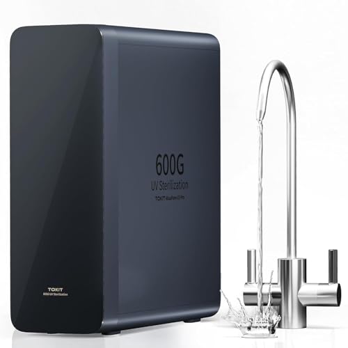 TOKIT UV Filtro De Agua De Ósmosis Inversa, RO Sistema De Filtración Mineral Bajo Fregadero, Calentador De Agua Instantáneo De 600 GPD, NSF/ANSI 58, 2:1 de Pureza al Drenaje, TDS (U2 Pro)