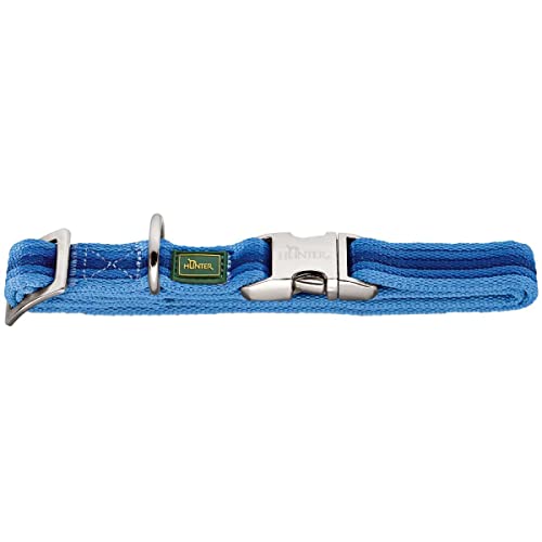 HUNTER DAVAO ALU-STRONG - Collare per cani, in nylon, chiusura in alluminio, a strisce, L, colore: Blu