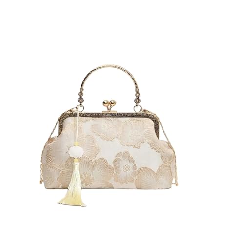 Pochette à bandoulière avec serrure et broderie haute couture