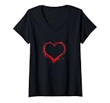 Photo Gallery donna cool red heart graphic romance love abbinamento romantico maglietta con collo a v Photo Gallery donna cool red heart graphic romance love abbinamento romantico maglietta con collo a v