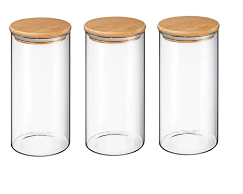 IndusBay® Borosilicate Glass Jars with Bamboo Wood Air Tight Lids Tea Container Clear Kitchen Storage Jar with Bamboo Shelf Kitchen Canister Set, 450 ML, 3 Pieces Set, Clear (B0B12CQPSN) Amazon Price History, Amazon Price Tracker