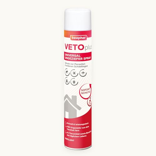 BEAPHAR - VETOplus Universal Ungeziefer Spray - Geeignet Gegen Flöhe, Bettwanzen, Zecken, Mücken, Herbstgrasmilben - Sofortschutz, Bis Zu Zwei Wochen Wirksam - 750ml