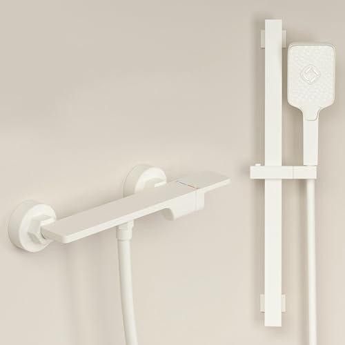 Mitigeur de bain cascade blanc 2 trous robinet de douche avec pommeau multifonction
