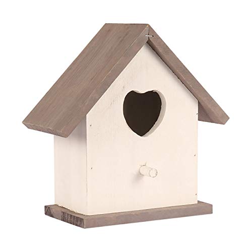 Garden Mile® Large White Wooden Garden Bird Nesting Box Birdhouse Shabby Chic Loveheart Robin Nester For Small Garden Birds - Image 3