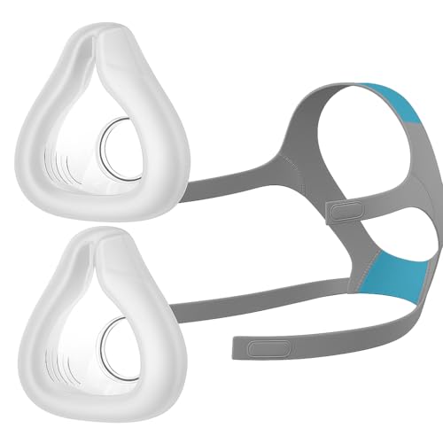 Ersatzkissen (2 Stück) und eine Kopfbedeckung für ResMed AirFit F20 - Weiche Silikondichtung, verstellbare Kopfbedeckungsgurte - kompatibel mit ResMed Airfit F20 Maske (klein, mittel oder groß