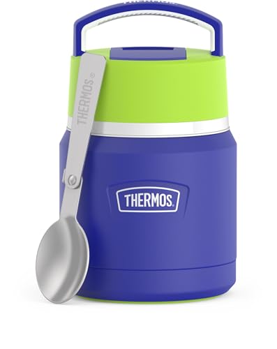 Image of THERMOS ICON Stainless Steel Food Jar with Spoon, 12 Ounce, Blue