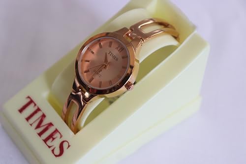 Image of Times Women's Analog Wrist Watch (34) | Gold Colour | Stylish Chain | Gold Dial |