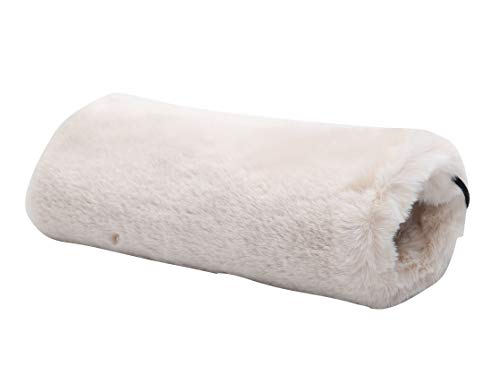 Rulala Fancy Faux Fur Hand Muffs for Women Winter Warm Arm and Hand Warmer with PU Leather Strap Include Pockets(Cream White)