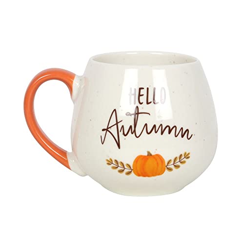 Abgerundete Tasse mit Aufschrift 'Hello Autumn, Keramik