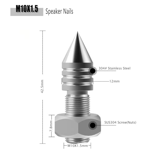Image of Monosaudio Speaker Spikes, 4 Pcs HiFi Speaker Anti-Vibration Spikes (Without Spike Pad), Isolation Spikes Stand Foot for Speaker, Subwoofer, Amplifier, CD DVD Player(M10)
