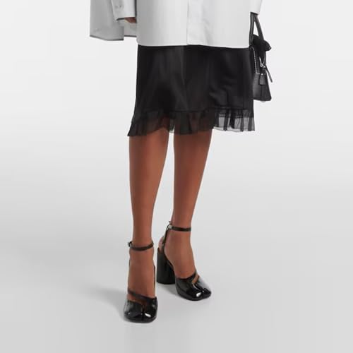 Agodor Women's Chunky Block High Heels Split Toe Pumps Ankle Strap Slingback Heels Tabi Shoes Comfort Dress Heeled Sandals Black US112