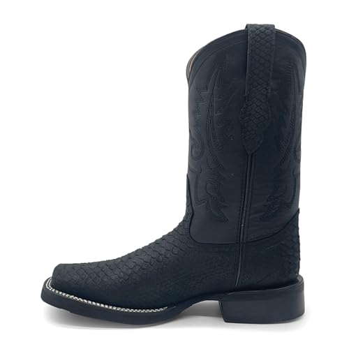 Men’s Leather Western Cowboy Boot With Embossed Python Print2