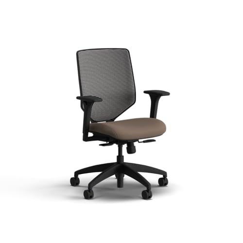 Image of HON Solve Office Chair, Ergonomic Office Chair Mesh Back Support, Adjustable Lumbar Support, Height Adjustable Arms, Black Frame, Bark