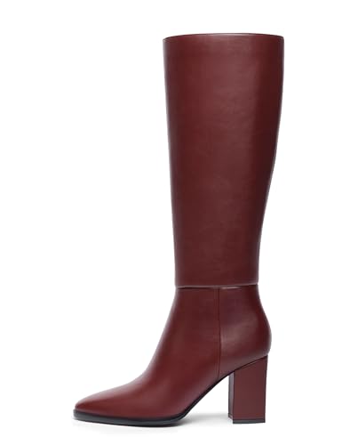 Knee High Boots for Women Pointed Toe Riding Fashion Womens Boots Chunky Block Heel Casual Leather Tall Boots for Women2