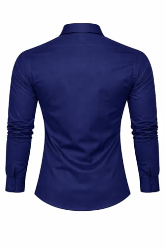 Image of Men's Slim Fit Long Sleeve Button-Down Shirt, Casual Formal Style with Chest Pocket
