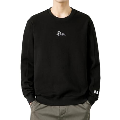 MEIMIYI Men Sweatshirt Fashion Trend Men Color Matching Sweatshirt Youth Men Classic All-Match Long Sleeved Sweatshirt Lightweight Sport Men Casual Pullover P-Black XXL