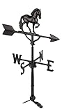 Montague Metal Products - 32'' Aluminum 3D Horse Weathervane 200 Series - Outdoor Wind Vane with Ornament - Roof Metal Decor - Mount Included (4 to Choose from) - Hand Cast Aluminum (Black)