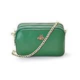 Woodland Leathers Genuine Leather Ladies Cross Body Bag, Shoulder Bag With Adjustable Wide Strap, Chain And Wrest Band, Italian Designed Multipurpose Shoulder & Crossbody Bags For Women (Green) - Image 7