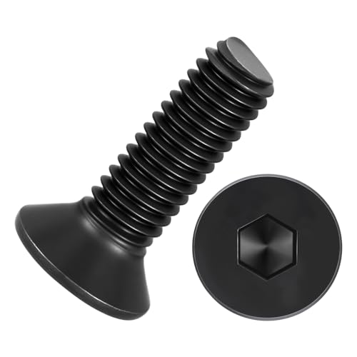 Kozelo 50Pcs Flat Head Socket Cap Screws - [M3-0.5 x 10], Carbon Steel Countersunk Bolts, Black, for Automotive, Furniture Repair, Industrial Equipment & Temporary Fixes