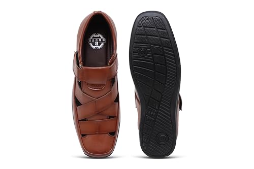 Image of BRUTE Faux Leather Sandals for Men | Fisherman Sandals | Closed Sandals