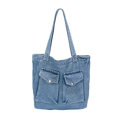 Bolso Tote grande de mezclilla para mujer miniatura 1