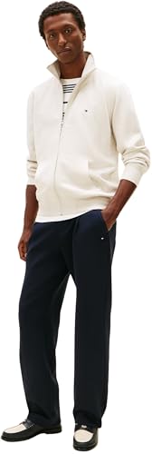 Tommy Hilfiger Herren Sweatshirt mit Reißverschluss Essential Fleece mit Stehkragen, Beige (Heathered Oatmilk), S – Ansicht 5