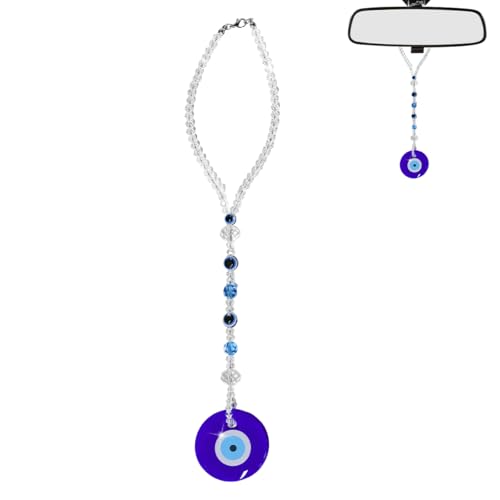 SHMZK Evil Eye Car Hanging Ornament, Blue & Silver, Circle Style...