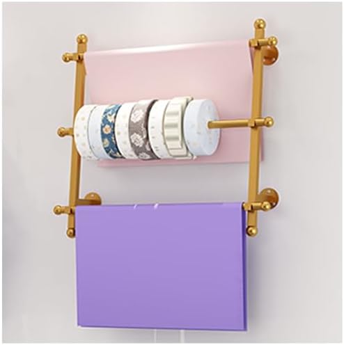 Wall-Mounted Organizer Rack for Scarves, Ties, Belts, Towels, and Wrapping Paper - Space-Saving Storage Solution for Retail Stores and Home Use.Gold,120x60CM