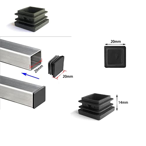 Youu 20X20Mm Square Plastic Plugs Self-Adhesive Furniture Pads For Metal Tubing, Fences, Glide Protection From Chair Legs And Furnitures Balck 40 Pcs #TOP1