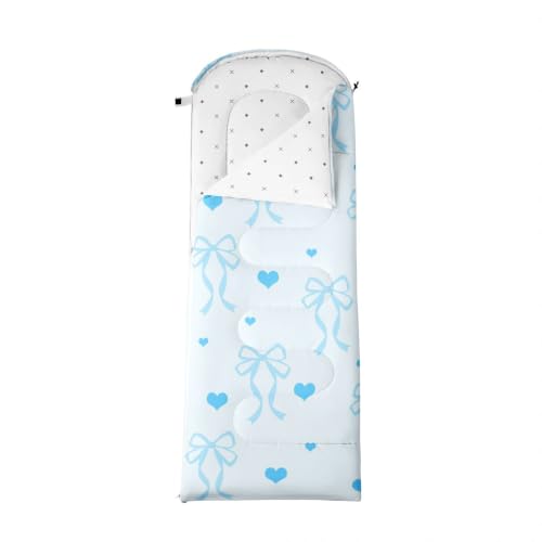 Bolsa de Dormir Erosebridal Azul para Niños con Lazo Girly y Corazón, con Bolsa de Compresión miniatura 4
