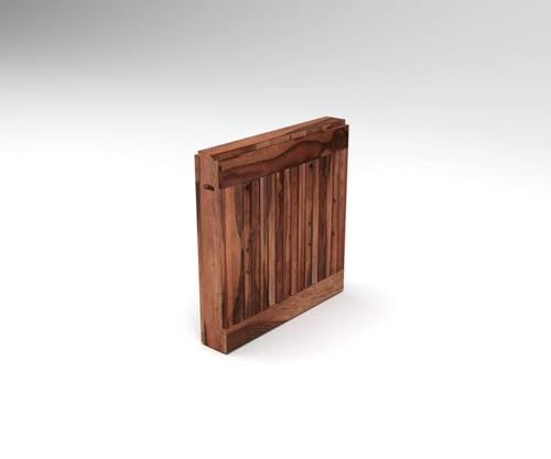 Image of Solid Sheesham Wood Foldable Dining Table Compact Design (Strip Top, Honey Finish)