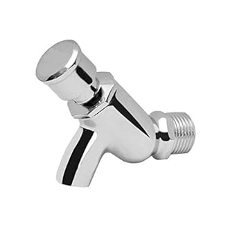 NEW WARE Brass Push Bib Cock for Bathroom/Water Cooler taps with Wall Flange (Chrome Finish)